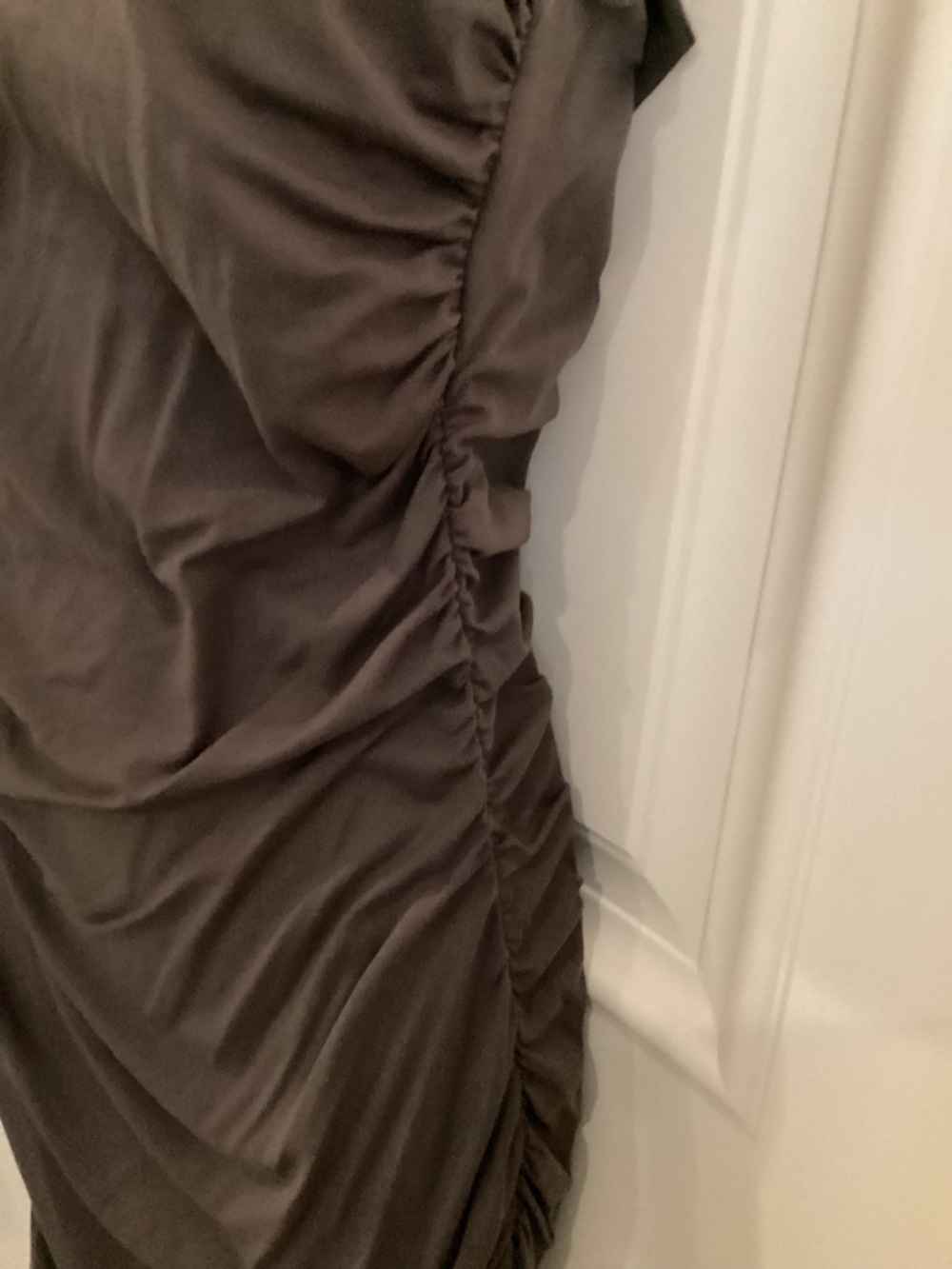 Susana Monaco Taupe Ruched Midi Dress - Picture 2 of 5